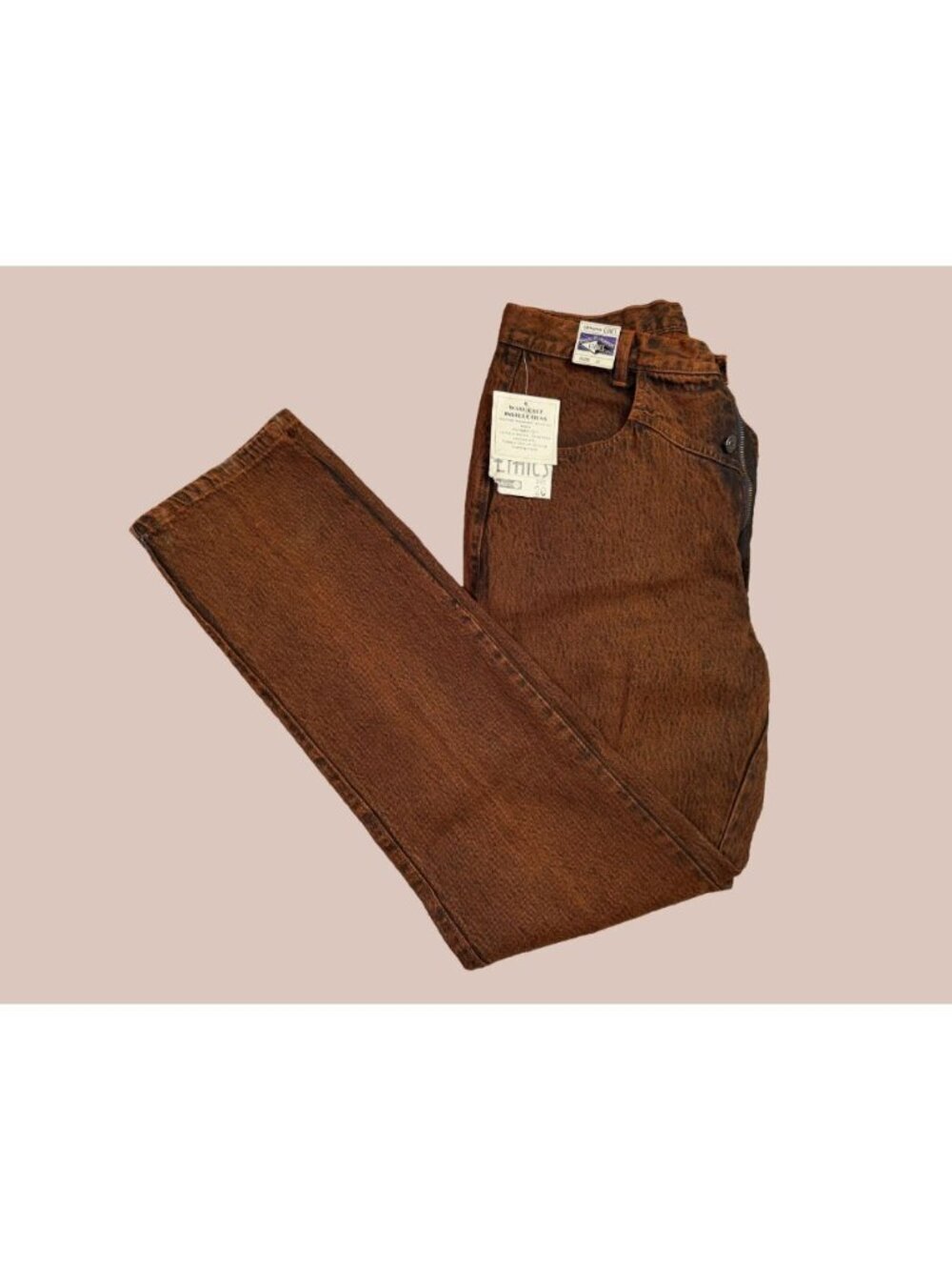 Vintage Genuine Ethics Jeans Women Sz 20 Brown Acid Wash High Rise Straight NWT